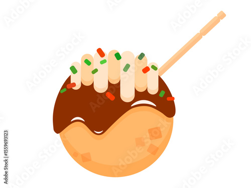 爪楊枝が刺さったたこ焼きのイラスト