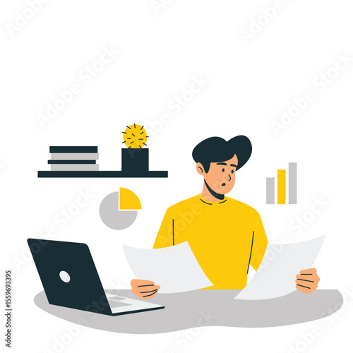 Illustration of an Productive Work Overtime Character