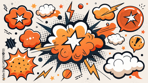 Comic Style Speech Bubble & Explosion Elements Collection