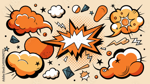Comic Style Speech Bubble & Explosion Elements Collection