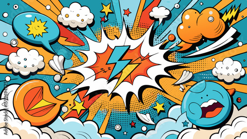 Comic Style Speech Bubble & Explosion Elements Collection