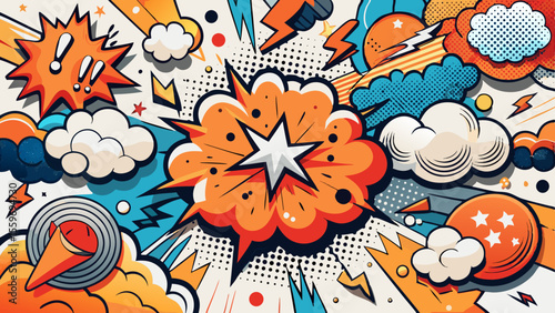 Comic Style Speech Bubble & Explosion Elements Collection