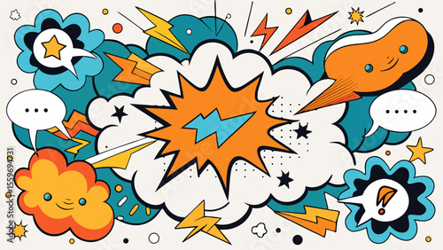 Comic Style Speech Bubble & Explosion Elements Collection