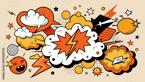 Comic Style Speech Bubble & Explosion Elements Collection