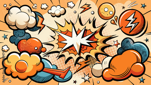 Comic Style Speech Bubble & Explosion Elements Collection