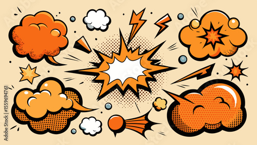 Comic Style Speech Bubble & Explosion Elements Collection