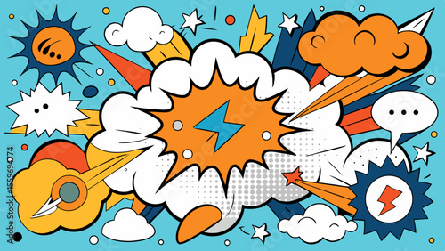 Comic Style Speech Bubble & Explosion Elements Collection