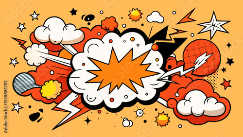 Comic Style Speech Bubble & Explosion Elements Collection
