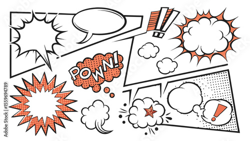 Comic Style Speech Bubble & Explosion Elements Collection