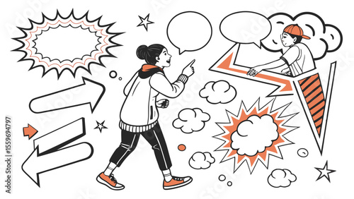 Comic Style Speech Bubble & Explosion Elements Collection