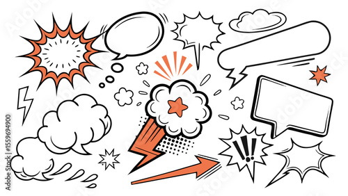 Comic Style Speech Bubble & Explosion Elements Collection