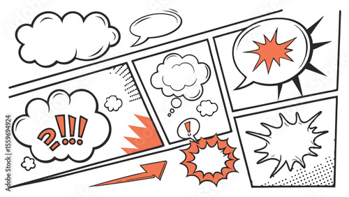 Comic Style Speech Bubble & Explosion Elements Collection