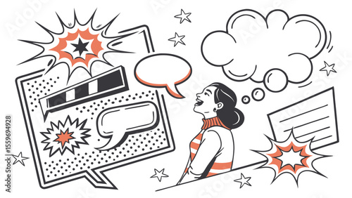 Comic Style Speech Bubble & Explosion Elements Collection