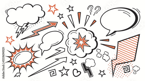 Comic Style Speech Bubble & Explosion Elements Collection