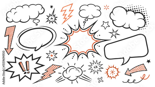 Comic Style Speech Bubble & Explosion Elements Collection