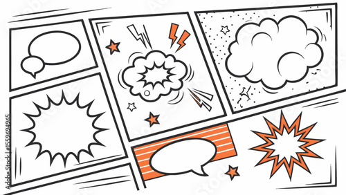 Comic Style Speech Bubble & Explosion Elements Collection