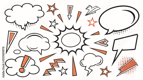 Comic Style Speech Bubble & Explosion Elements Collection