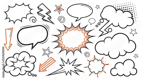 Comic Style Speech Bubble & Explosion Elements Collection