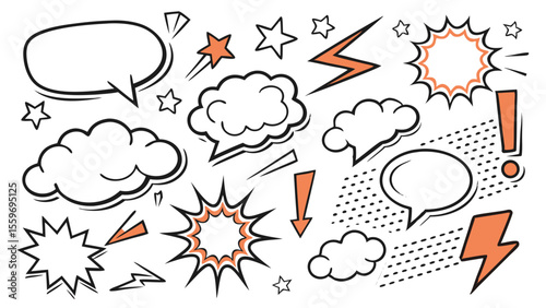 Comic Style Speech Bubble & Explosion Elements Collection