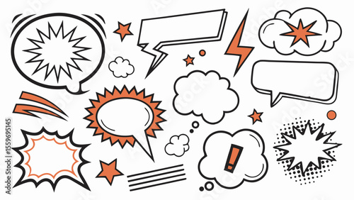 Comic Style Speech Bubble & Explosion Elements Collection