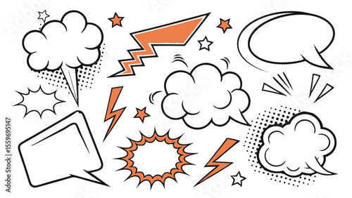 Comic Style Speech Bubble & Explosion Elements Collection