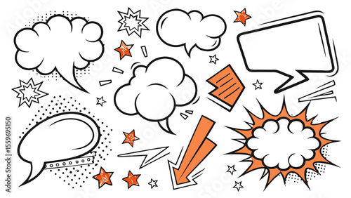 Comic Style Speech Bubble & Explosion Elements Collection
