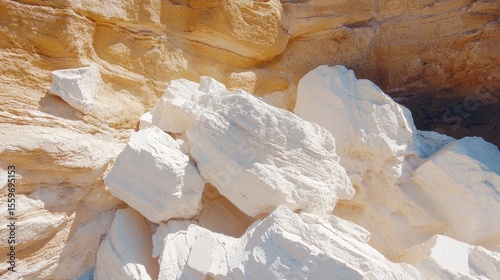 White Limestone Rocks in Natural Setting Surrounded by Earth Tones