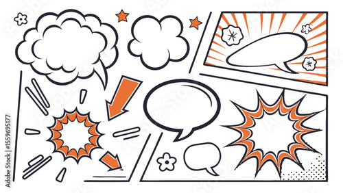 Comic Style Speech Bubble & Explosion Elements Collection