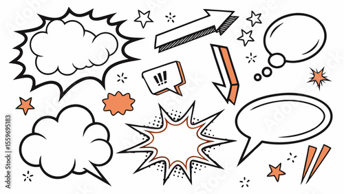 Comic Style Speech Bubble & Explosion Elements Collection