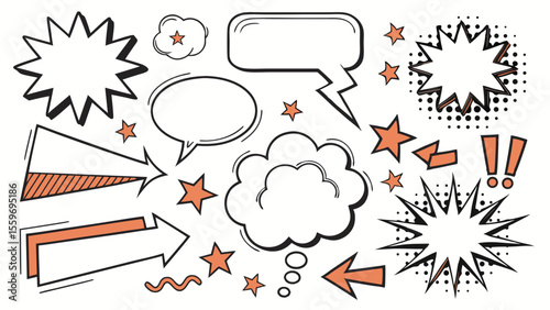 Comic Style Speech Bubble & Explosion Elements Collection