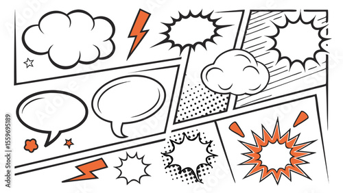 Comic Style Speech Bubble & Explosion Elements Collection