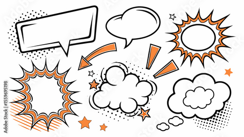 Comic Style Speech Bubble & Explosion Elements Collection