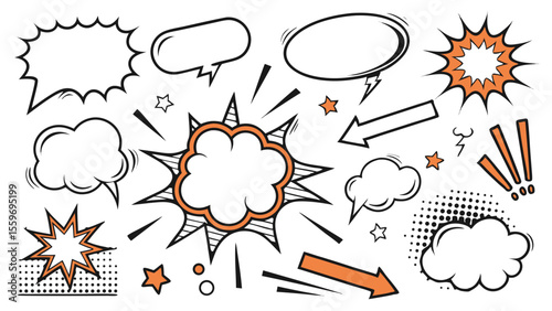 Comic Style Speech Bubble & Explosion Elements Collection
