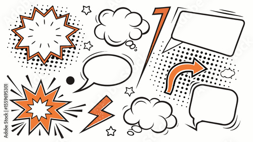 Comic Style Speech Bubble & Explosion Elements Collection