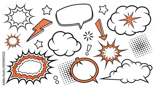 Comic Style Speech Bubble & Explosion Elements Collection