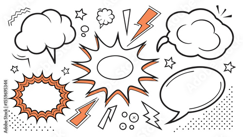 Comic Style Speech Bubble & Explosion Elements Collection