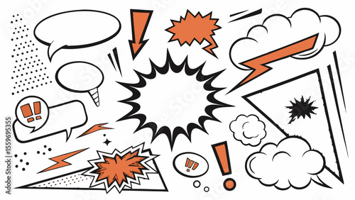 Comic Style Speech Bubble & Explosion Elements Collection