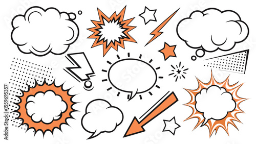Comic Style Speech Bubble & Explosion Elements Collection