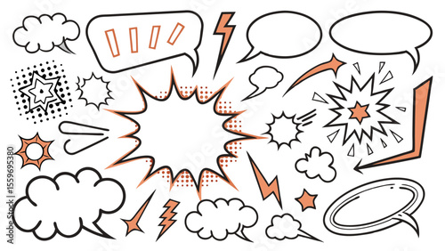 Comic Style Speech Bubble & Explosion Elements Collection