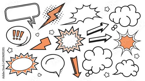 Comic Style Speech Bubble & Explosion Elements Collection