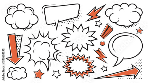 Comic Style Speech Bubble & Explosion Elements Collection