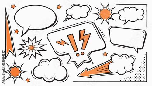 Comic Style Speech Bubble & Explosion Elements Collection