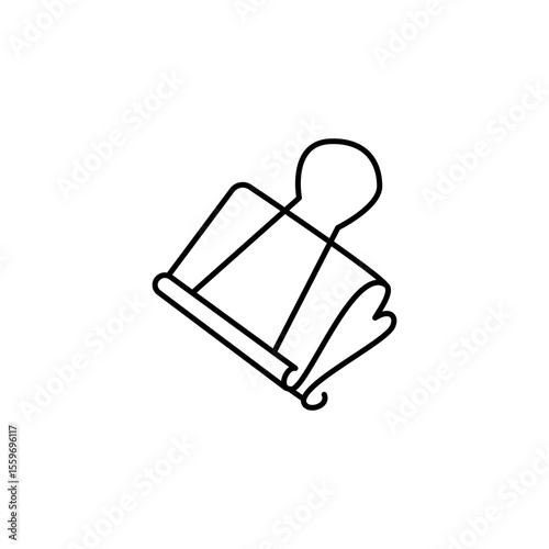 Simple Line Art Binder Clip Illustration Stationary Office Supply Element