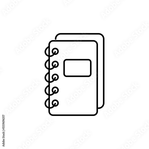 Minimalist Line Art Spiral Notebook with Blank Label Stationery Icon
