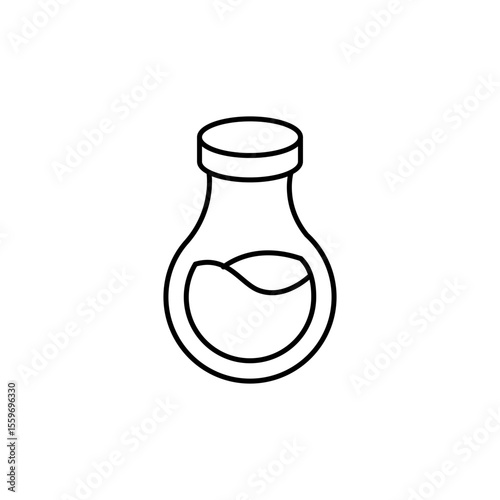 Outline Minimalist Laboratory Flask with Liquid Inside Shape Icon