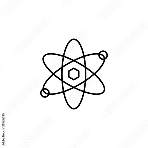 Simple Outline Atomic Structure Science Education Experiment Icon Illustration