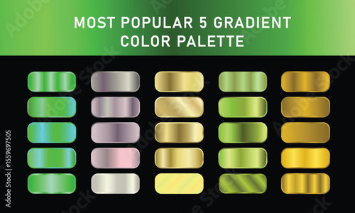 Metallic gradient foil background. most popular gradient. Gold, Pink gold, Silver and Holographic metal vector template