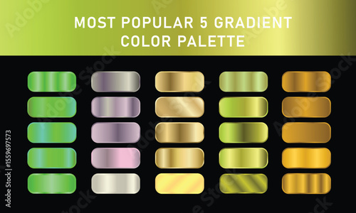 Metallic gradient foil background. most popular gradient. Gold, Pink gold, Silver and Holographic metal vector template