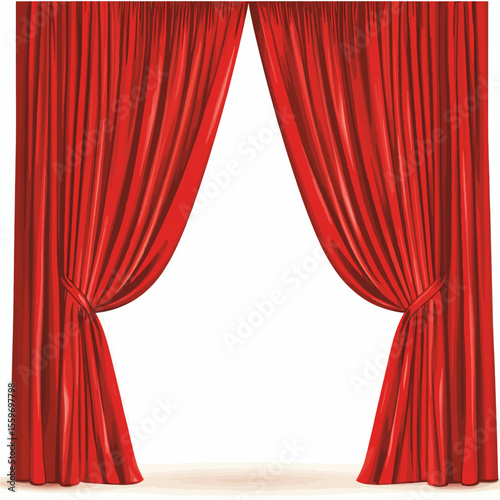 Red curtain isolated on white 