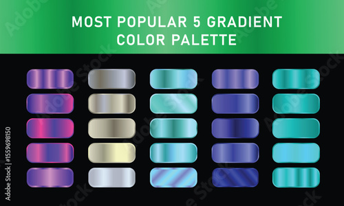 Metallic gradient foil background. most popular gradient. Gold, Pink gold, Silver and Holographic metal vector template